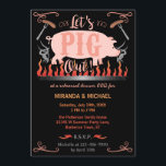 Rehearsal Dinner Barbecue BBQ Funny Pig Wedding Invitation<br><div class="desc">Throwing a fun rehearsal dinner? These original BBQ or pig roast party invitations are perfect for your summer party. The design shows a pink pig over a fire with sausages on forks and the words, "Let's Pig Out!" The rest of the text templates can be easily altered to fit your...</div>