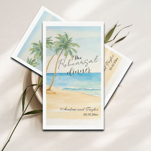 Rehearsal Dinner Beach and Palm Trees Wedding Paper Guest Towels