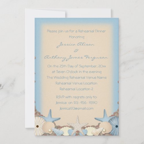 Rehearsal Dinner Beautiful Tropical Beach Shells Personalized Invitation