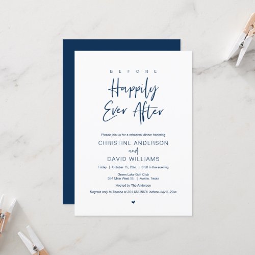 Rehearsal Dinner Before Happily Ever After  Invit Invitation