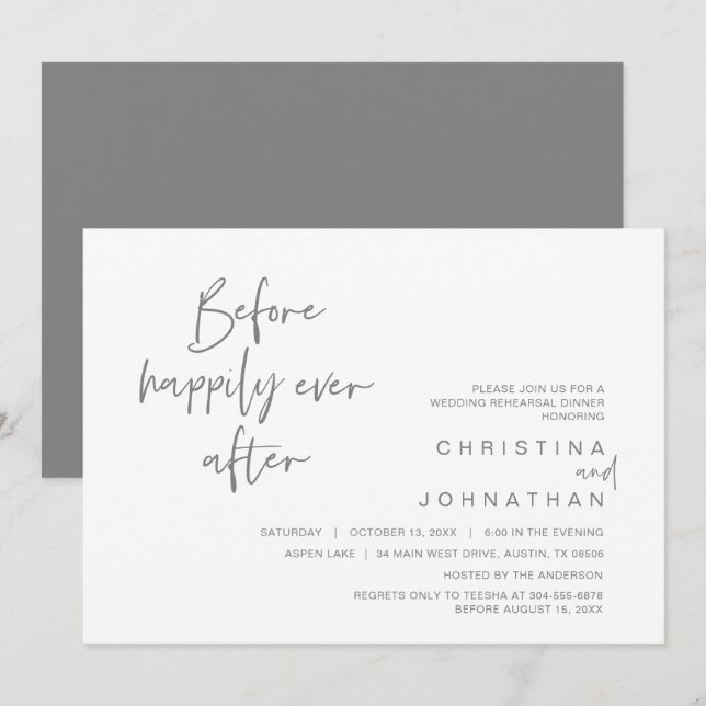 Rehearsal Dinner, Before Happily ever after Invita Invitation (Front/Back)
