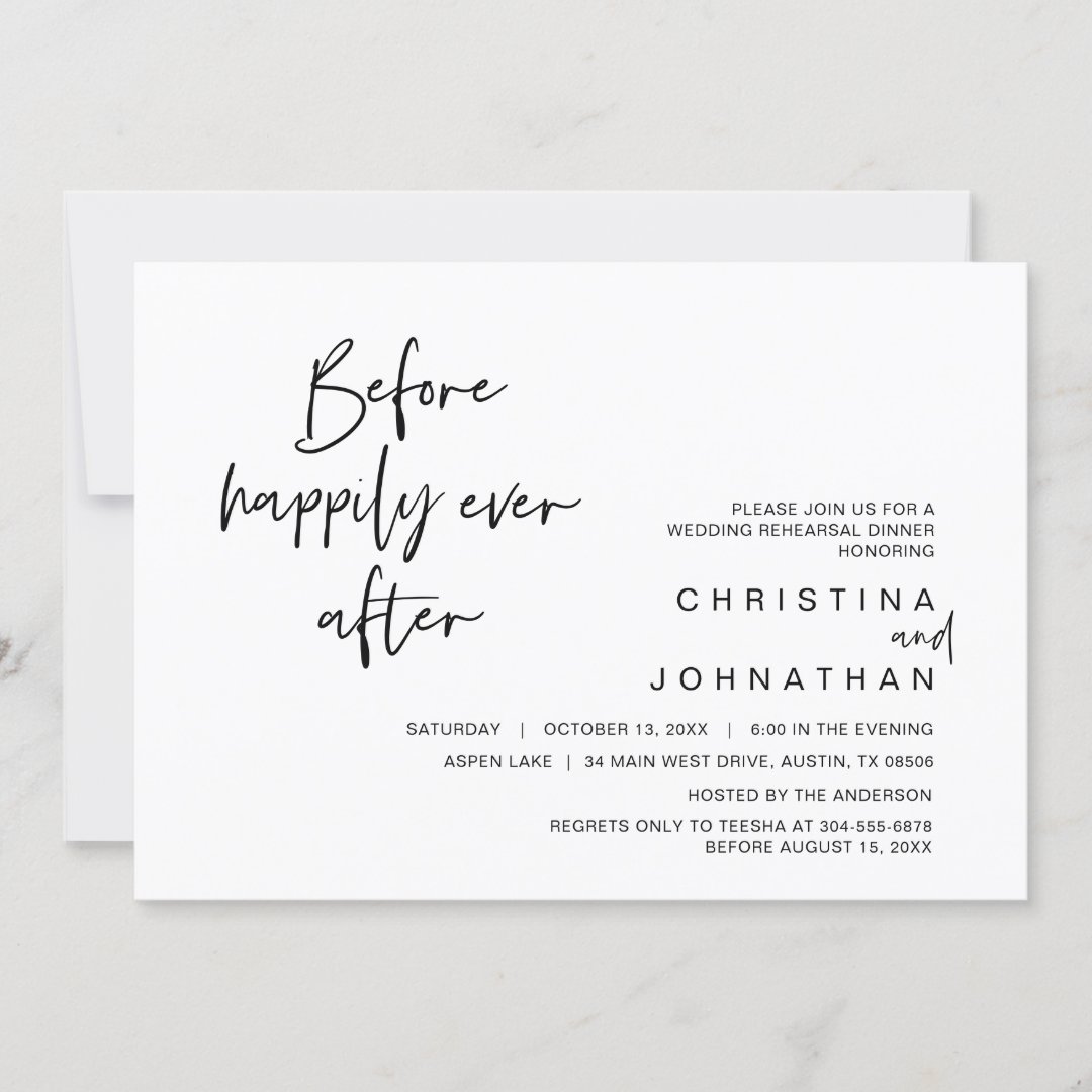 Rehearsal Dinner Before Happily Ever After Invitation Zazzle 7600