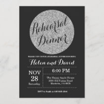 Rehearsal Dinner Black and Silver Glitter Invitation