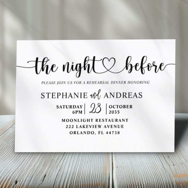 Rehearsal Dinner Black & White Wedding Invitation (Creator Uploaded)
