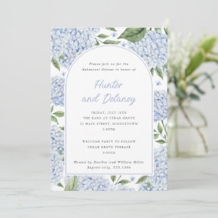 Rehearsal Dinner Blue Hydrangea Flower Arch Invitation