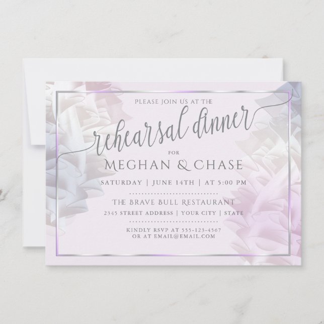 Rehearsal Dinner | BOHO Lilac Ombré Ruffles Note Card (Front)