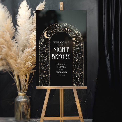 Rehearsal Dinner Celestial Black Welcome Acrylic Sign