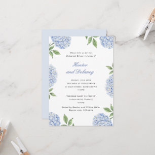 Rehearsal Dinner Classic Blue Hydrangea Flower, SM Invitation