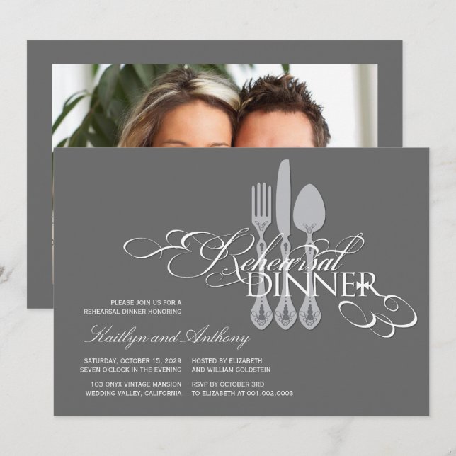 Rehearsal Dinner Classic Scrolls 2 Wedding Invite (Front/Back)