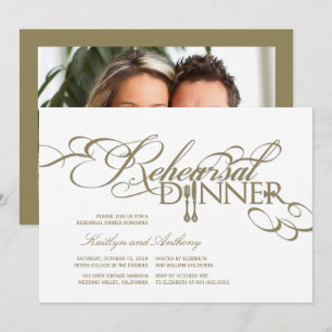 Rehearsal Dinner Classic Scrolls Wedding Invite