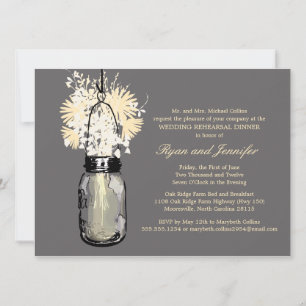 Rehearsal Dinner - Daisies Wildflowers & Mason Jar Invitation