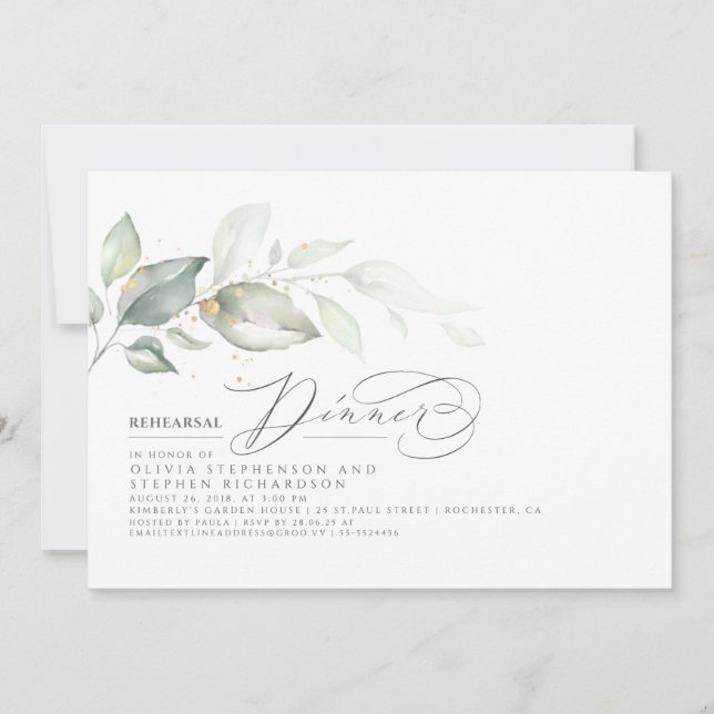 Rehearsal Dinner Dreamy Greenery Minimalist Invitation (Front)