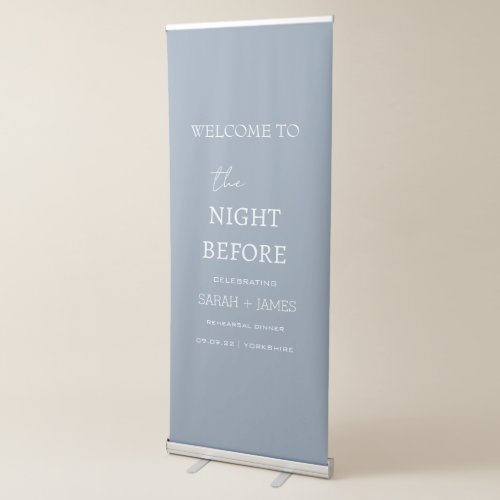 Rehearsal Dinner Dusty Blue Minimalist Welcome Retractable Banner
