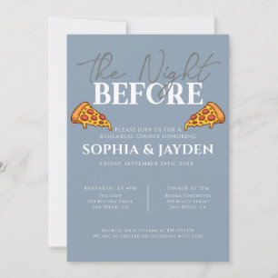 Rehearsal Dinner Dusty Blue PIZZA Modern Invitation