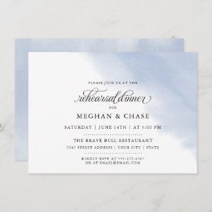 Rehearsal Dinner Dusty Blue Watercolor Invitation