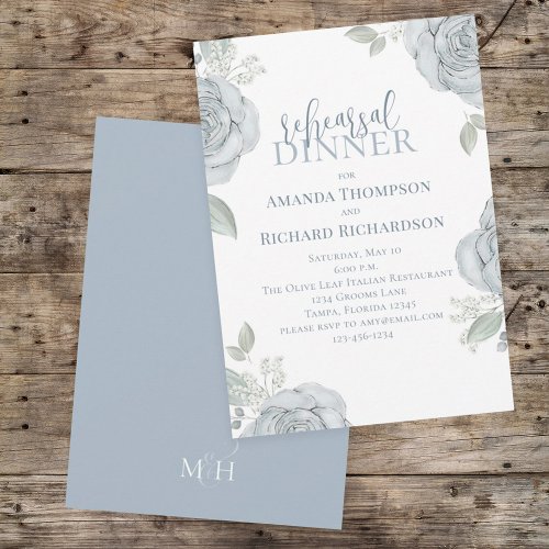 Rehearsal Dinner Dusty Rose Floral Watercolor Rose Invitation