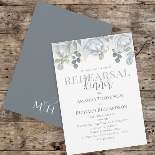 Rehearsal Dinner Dusty Rose Floral Watercolor Rose Invitation