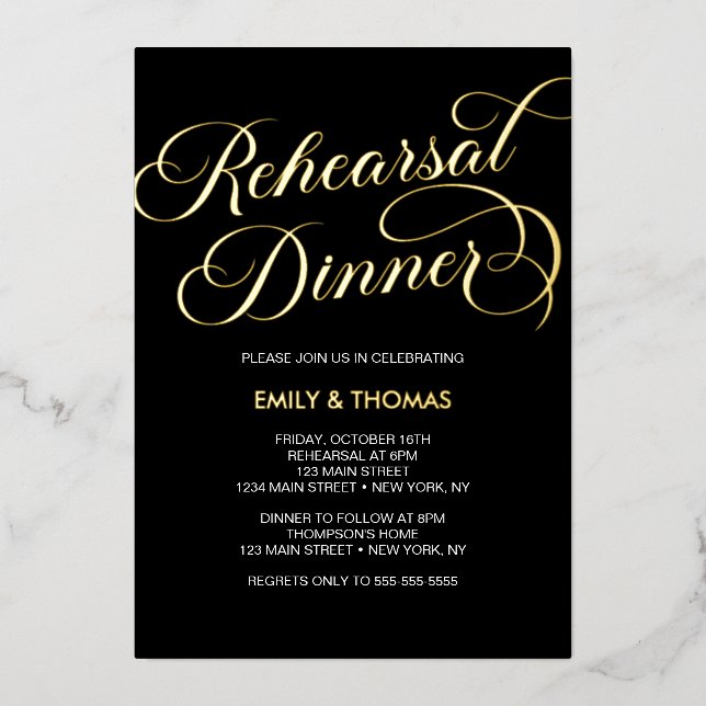 Rehearsal dinner Elegant Foil Invitation (Front)