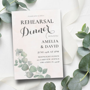 Rehearsal Dinner Eucalyptus Green & Orange Invitation