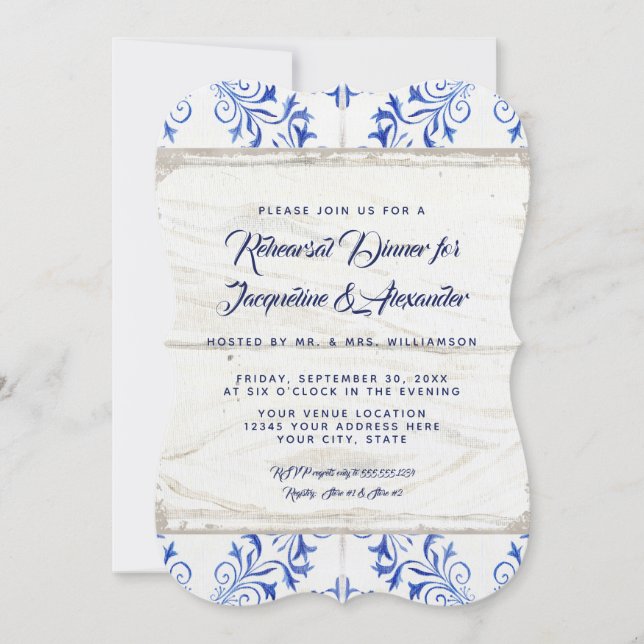 Rehearsal Dinner Farm Navy Indigo Kraft Rustic Invitation (Front)