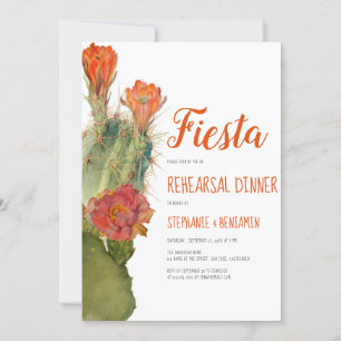 Rehearsal Dinner Fiesta Cactus Floral Watercolor Invitation
