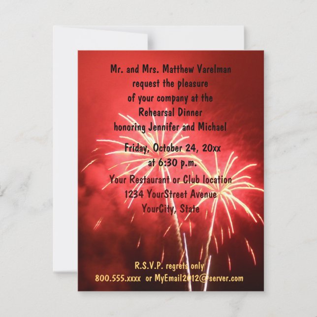 Rehearsal Dinner Fireworks Invitation (Front)