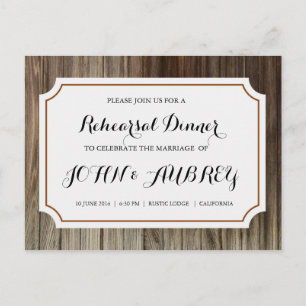Rehearsal Dinner for Rustic Country Wedding Invitation Postcard