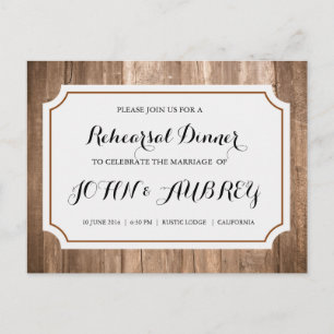Rehearsal Dinner for Rustic Country Wedding Postcard