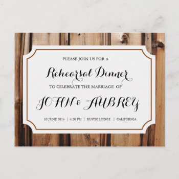 Rehearsal Dinner For Rustic Country Wedding Postcard by bbourdages at Zazzle