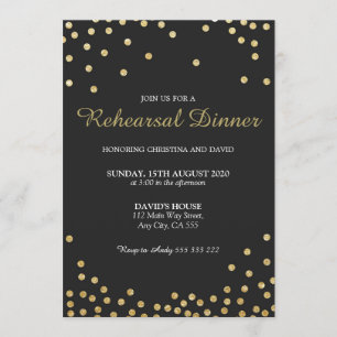Rehearsal Dinner Gold Glitter Confetti Elegant Invitation