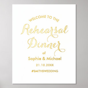 Rehearsal Dinner Gold White Welcome Foil Prints