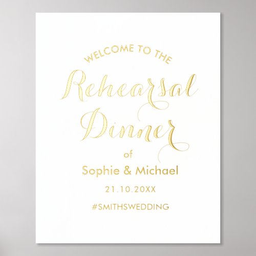 Rehearsal Dinner Gold White Welcome Foil Prints