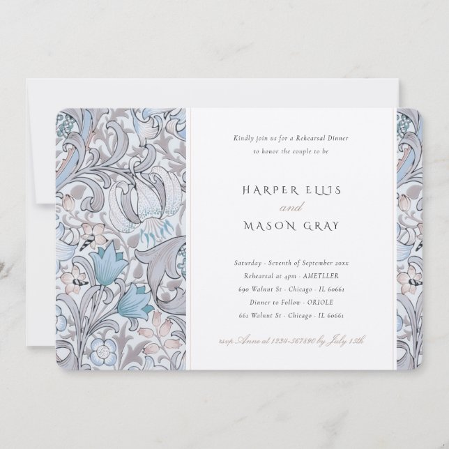 Rehearsal Dinner Golden Lily Elegant Morris Invitation (Front)