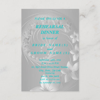 Rehearsal Dinner - Gray Abstract Flowers Invitation