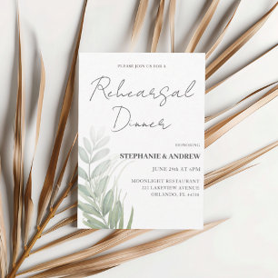 Rehearsal Dinner Green Foliage Wedding Invitation