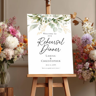 Rehearsal Dinner greenery elegant welcome Poster