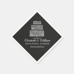 Rehearsal Dinner Hashtag Wedding Cake Paper Napkins