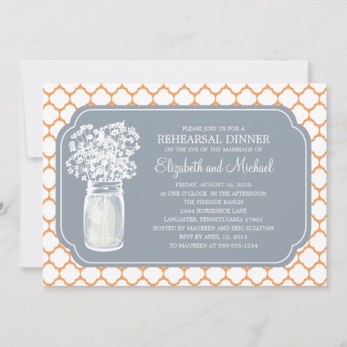 Rehearsal Dinner Honeycomb Mason Jar Wildflowers Invitation