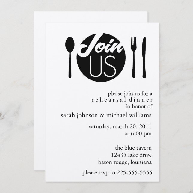 Rehearsal Dinner Invitation (Front/Back)