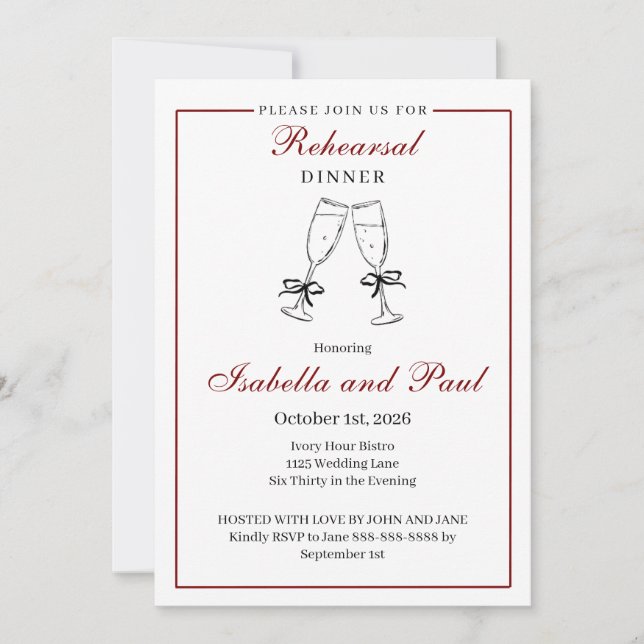 Rehearsal Dinner Invitation  (Front)