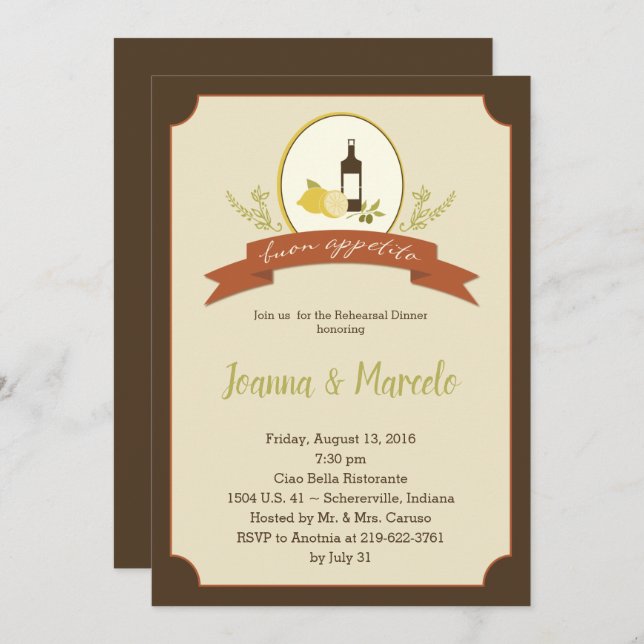Rehearsal Dinner Invitation (Front/Back)