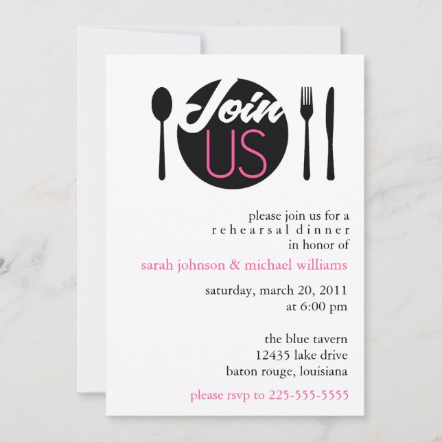 Rehearsal Dinner Invitation (Front)