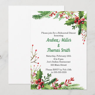 Rehearsal Dinner Invitation Botanical Watercolor