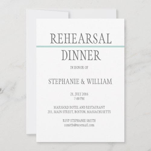 Rehearsal Dinner Invitation Card in Blue