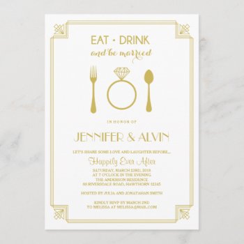 Rehearsal Dinner Invitation / Eat Drink Be Married by ApplePaperie at Zazzle
