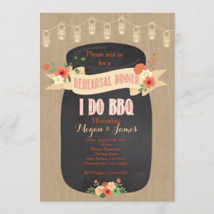 Rehearsal Dinner Invitation. I do BBQ, Mason Jar Invitation