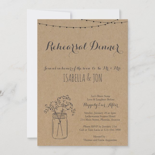 Rehearsal Dinner Invitation | Rustic Kraft Paper (Front)