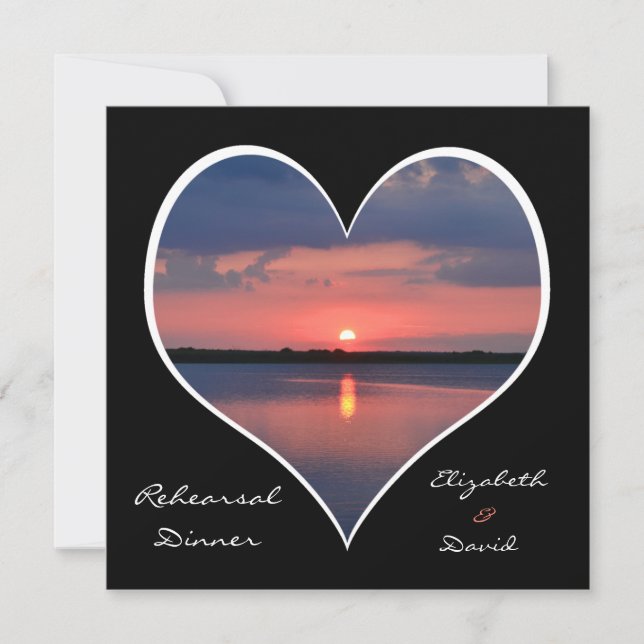 Rehearsal Dinner Invitation - Sunset in Heart (Front)