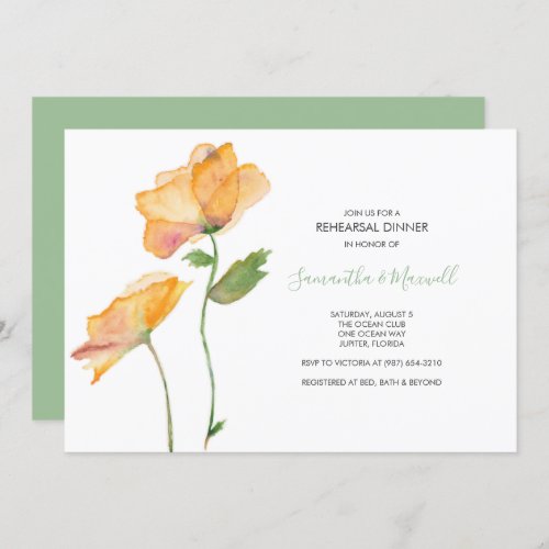 REHEARSAL DINNER Invitation Watercolor Flowers Invitation