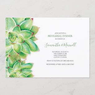 REHEARSAL DINNER Invitation, Watercolor Succulent Invitation